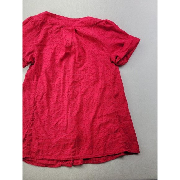 Marc By Marc Jacobs Women 2 Candy Apple Red Button Up Top Floral Jacquard Blouse - Picture 7 of 7